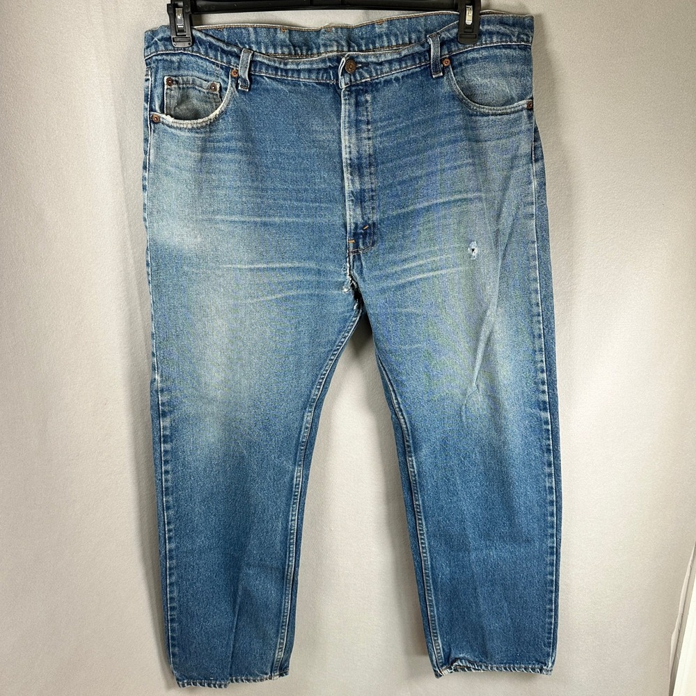 Levis 505 Jeans Men W40 L29 Regular Medium Blue Distressed Vintage Denim GUC